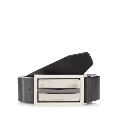 The Collection Big and tall black leather flip buckle belt